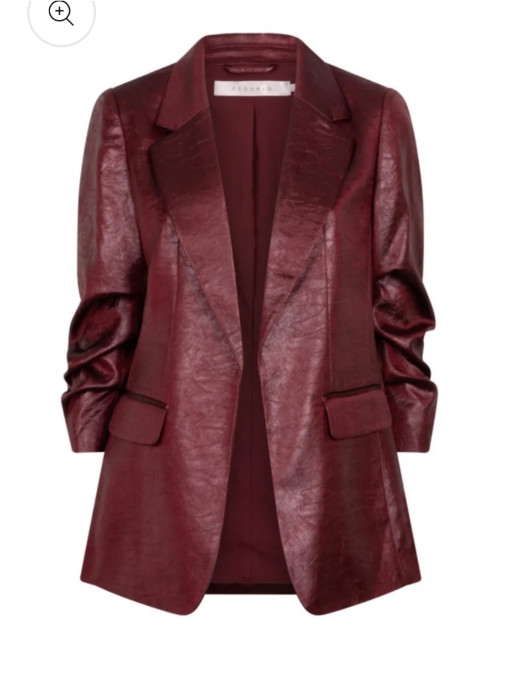 NWT Esqualo Metallic Wine Red Faux Leather Blazer Jacket Size 6